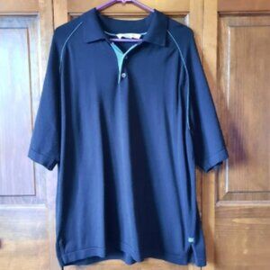 Tommy Bahama silk blend black knit short sleeve polo shirt size large